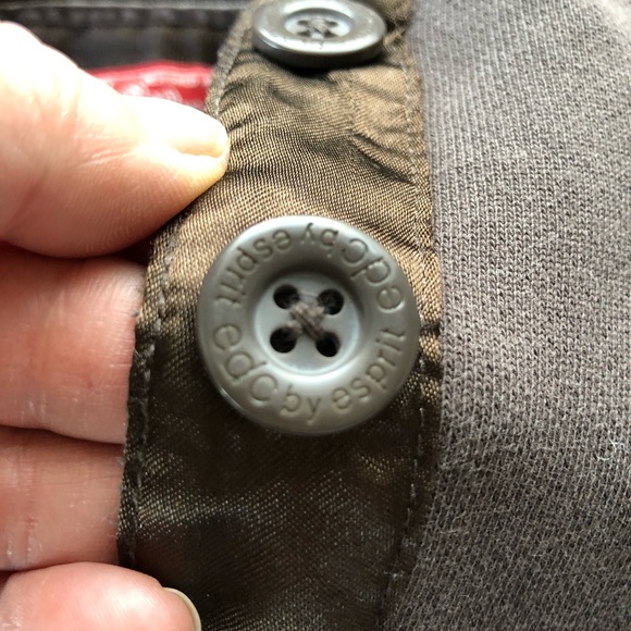 ESPRIT (EDC) -SM- Vintage 3/4 Button Up Hoody in warm chocolate brown - Picture 6 of 9